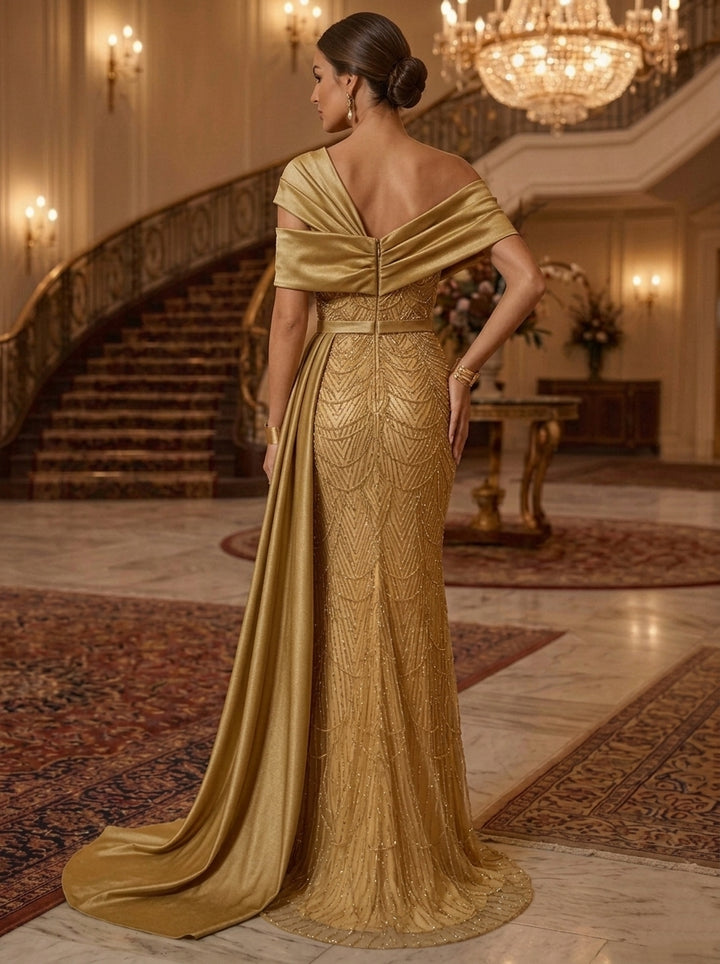 Trumpet/Mermaid One-Shoulder Evening Dresses Floral Floor-Length Sleeveless Formal Dresses