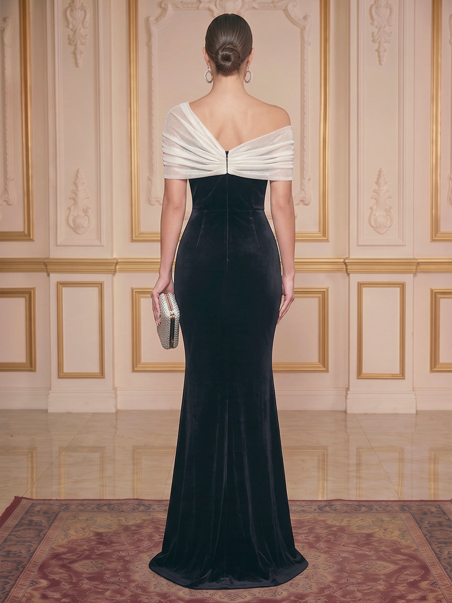 Trumpet/Mermaid One-Shoulder Evening Dresses Floor-Length Sleeveless Formal Dresses Ruched