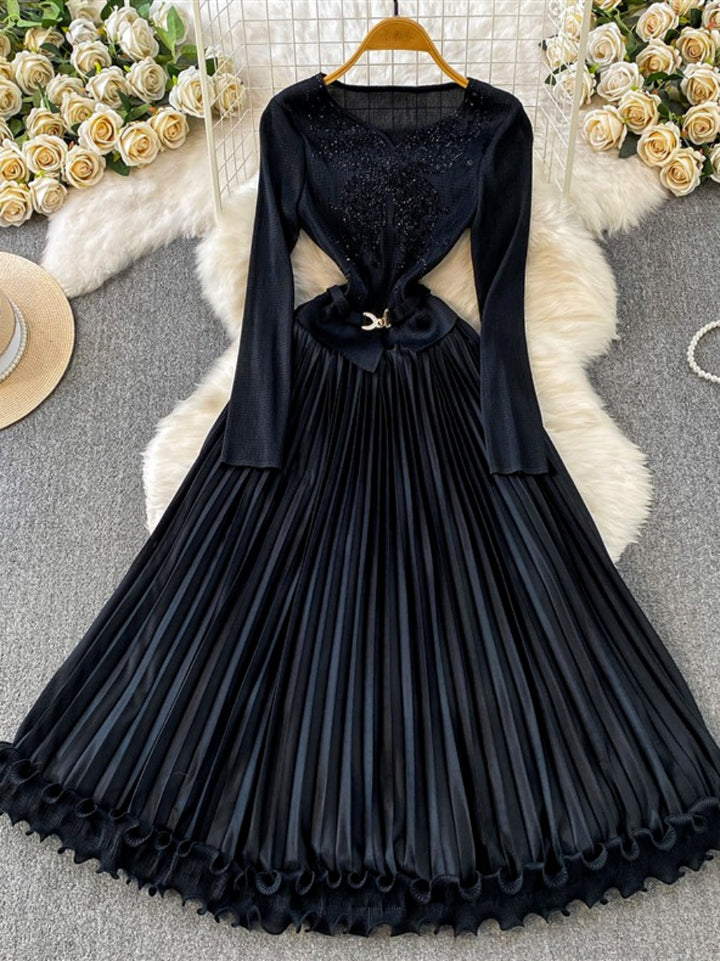 A-Line/Princess V-Neck Wedding Guest Dresses Tea-Length Long Sleeves with Belt