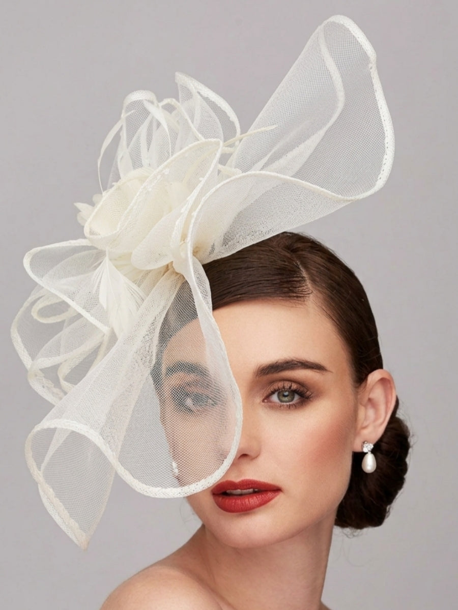 Elegant Feather Hat Fascinators Headpiece with Feather Floral Flower