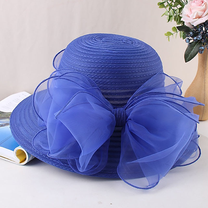 Fascinators Organza Holiday Beach Elegant Vintage With Pure Color Appliques Headpiece  with Bowknot