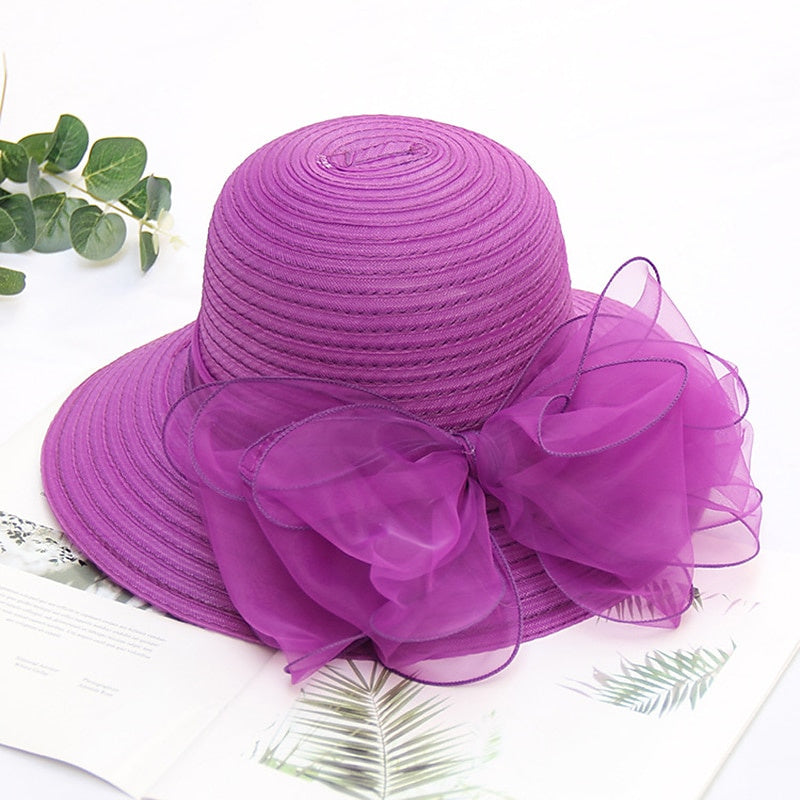 Fascinators Organza Holiday Beach Elegant Vintage With Pure Color Appliques Headpiece  with Bowknot