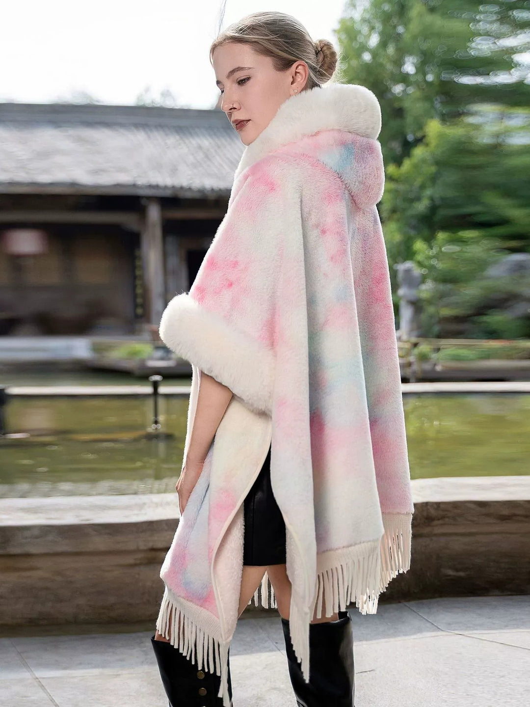 Women’s Elegant Winter Cape Shawl/Wrap with Tassels