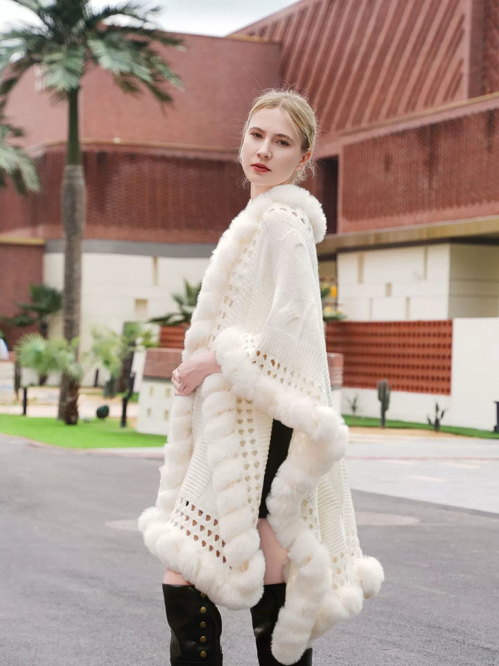 Women's Autumn/Winter Hollow Knit Cape Shawl/Wrap