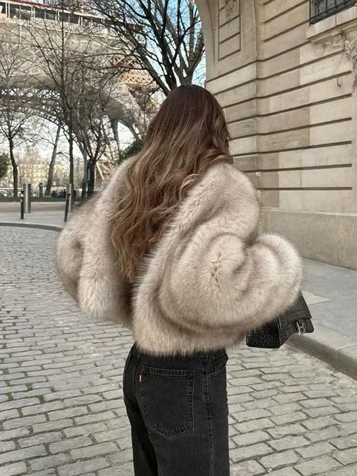 Women's Luxury Faux Fur Cropped Jacket