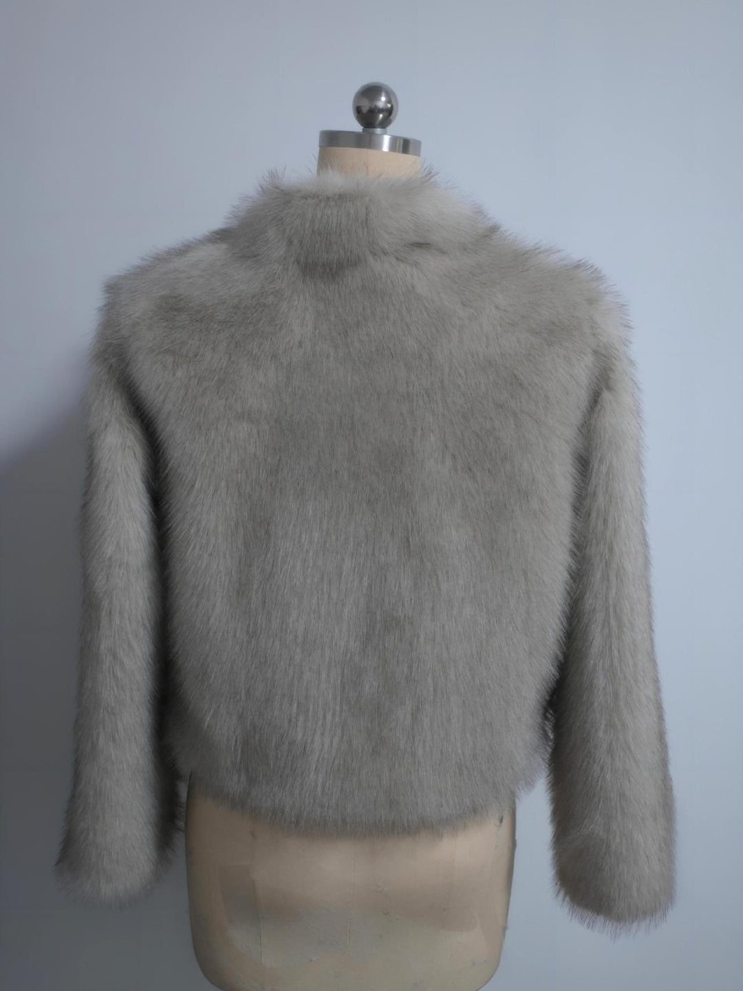 Women’s Fluffy Faux Fur Long Sleeves Winter Warm Cropped Jackets