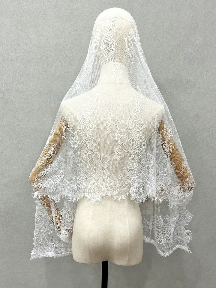 Vintage Lace Wedding Veil Shawl/Mantilla Muslim Veil with Floral