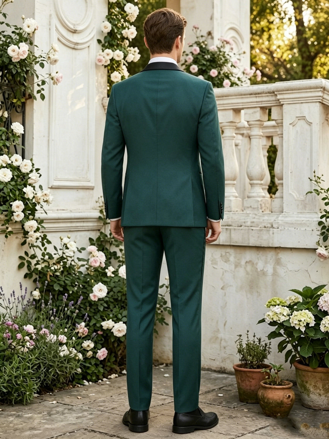 Men's 2-Piece Suit Jacket, Stretchable and Wrinkle-Resistant, Dark Green