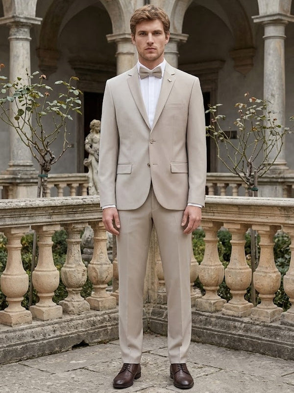 2-Piece Men's Suit, Beige with Two buttons