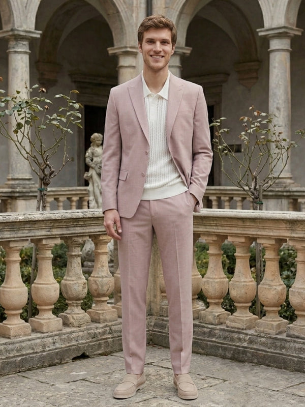 2 Pieces Men's Suits Solid Colored Single-Breasted Two-Buttons Wedding Suits