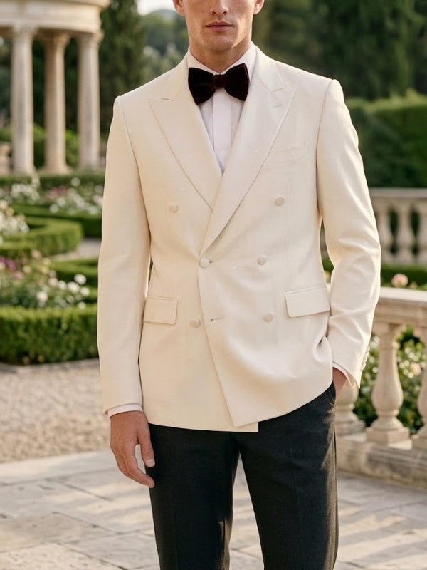 Men's 3-Piece Wool Double-Breasted Suit Jacket