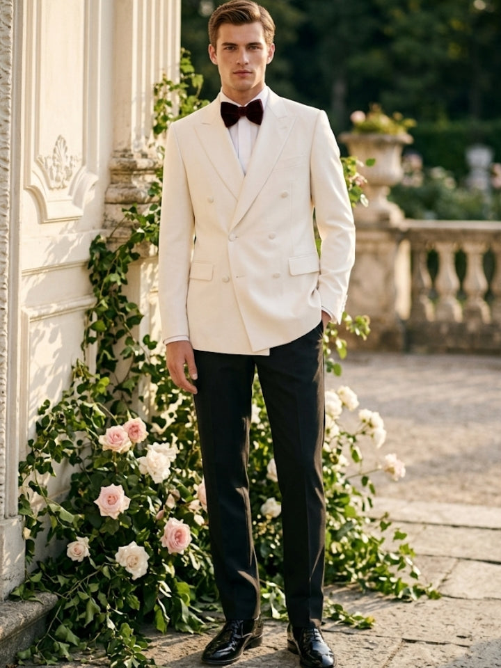Men's 3-Piece Wool Double-Breasted Suit Jacket