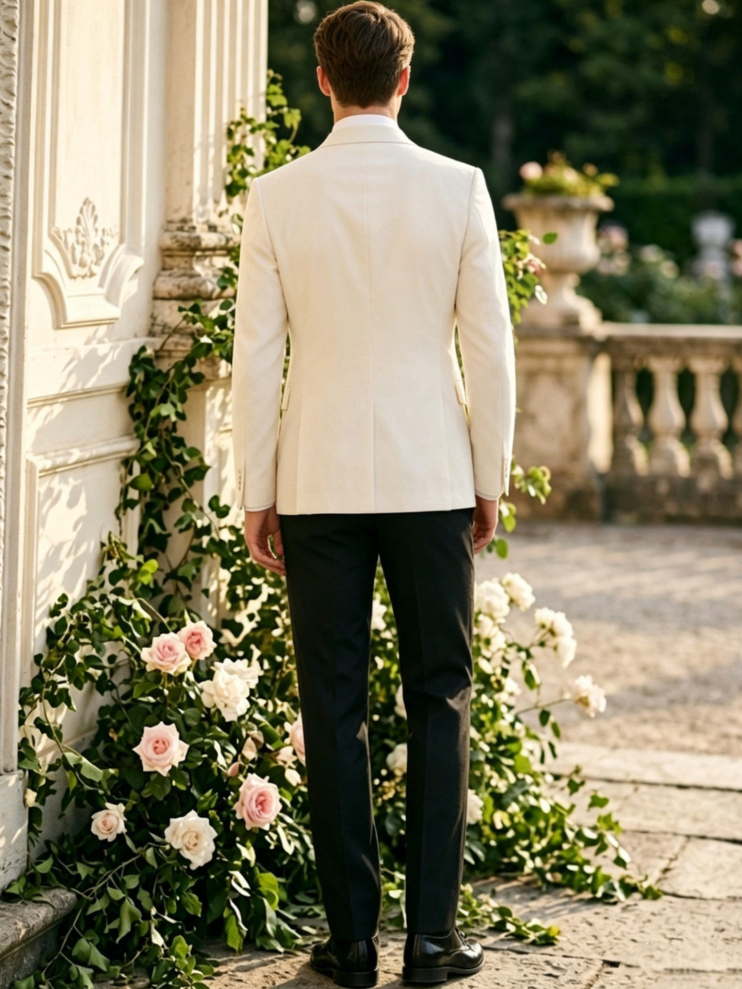 Men's 3-Piece Wool Double-Breasted Suit Jacket