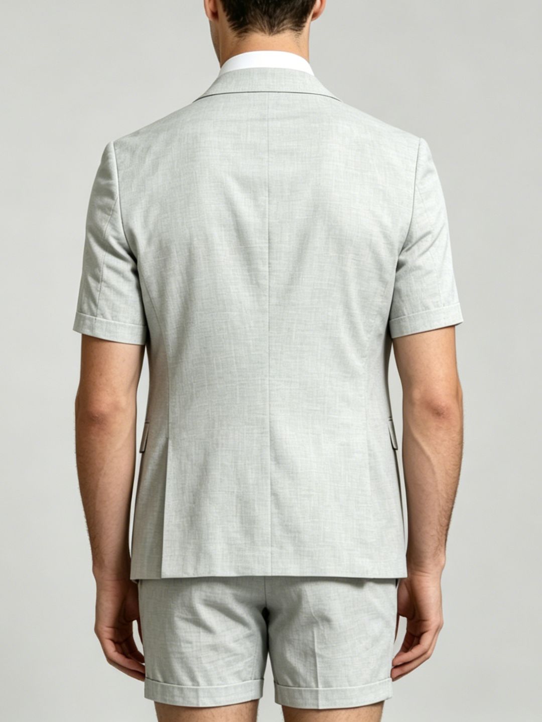 Men's Single Breasted Two-Buttons 2 Pieces Solid Colored Linen Suits Short Sleeves