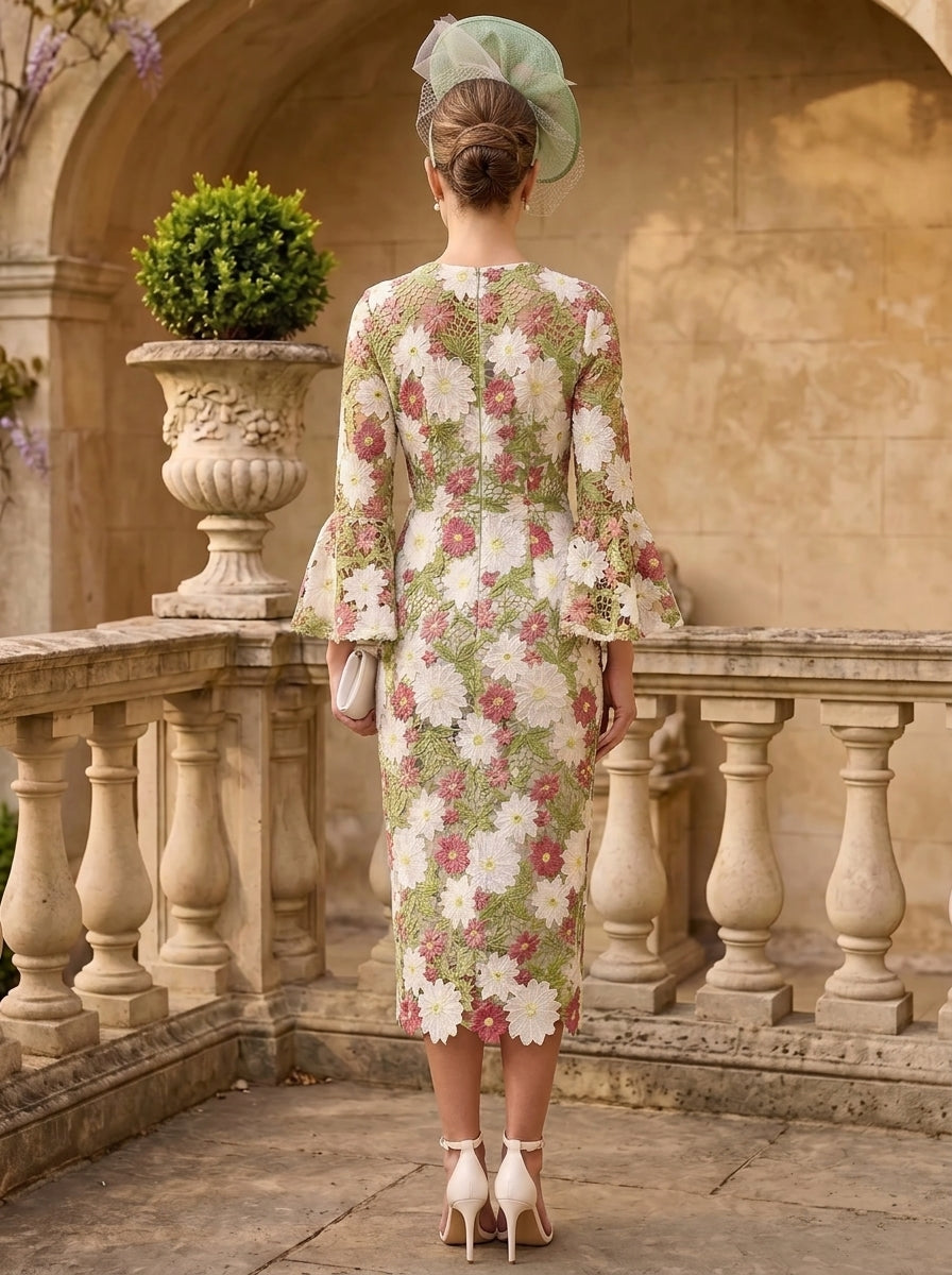 Sheath/Column Scoop Lace Mother of the Bride Dresses Floral Long