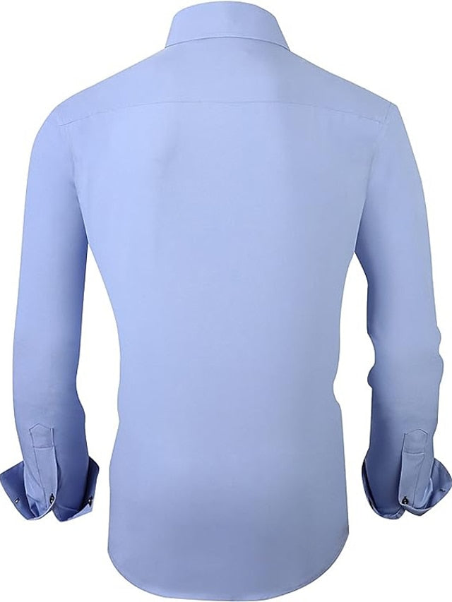 Men's Casual Polyester Long Sleeves Color Block Shirt