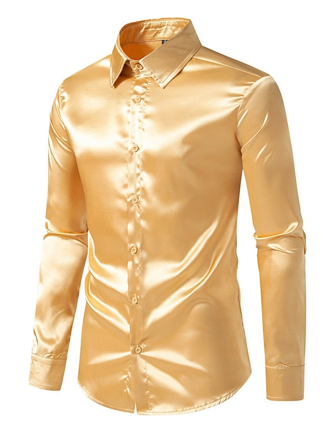 Men's Polyester Blend Long Sleeves Solid Color Shirt