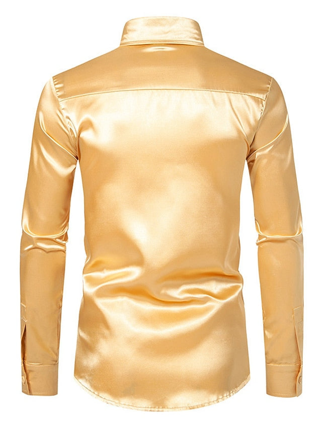 Men's Polyester Blend Long Sleeves Solid Color Shirt