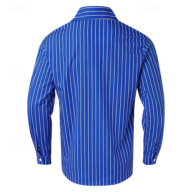 Men's Casual Polyester Long Sleeves Stripes Shirt