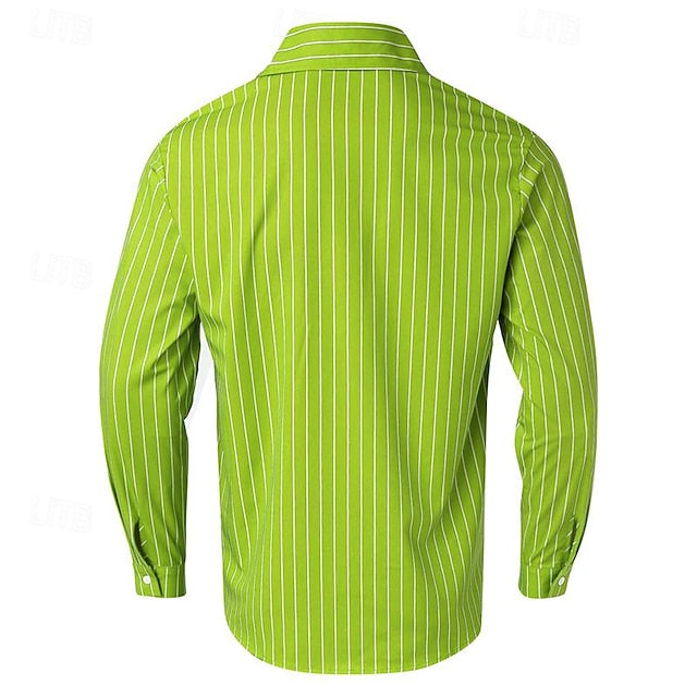 Men's Casual Polyester Long Sleeves Stripes Shirt