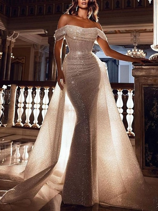 Trumpet/Mermaid Evening Dresses Off-the-Shoulder Floor-length Formal Party Dresses