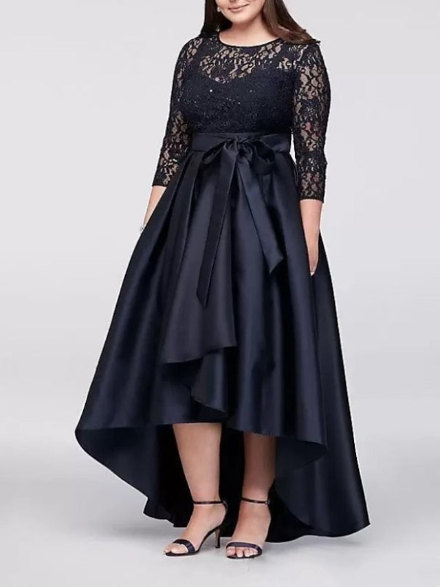Navy Mother of the Bride Dresses Satin 2026 Elegant Women's Plus Size 3/4 Sleeves Lace Tulle Wedding Party Gowns Navy Blue, Dark Navy Navy Mother of the Bride Dresses Satin 2026 Elegant Women's Plus Size 3/4 Sleeves Lace Tulle Wedding Party Gowns Navy Blue, Dark Navy