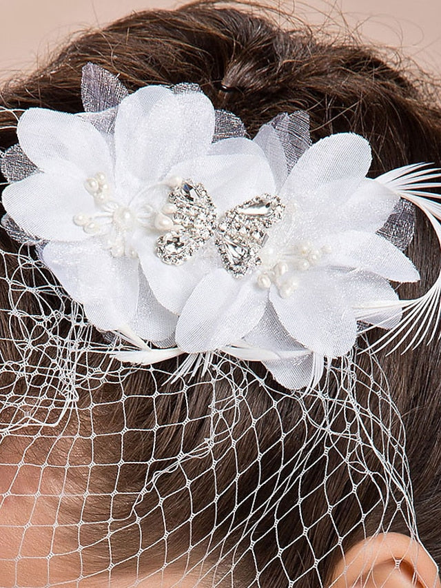 Women's Net Party Evening Cocktail With Flowers Headpiece