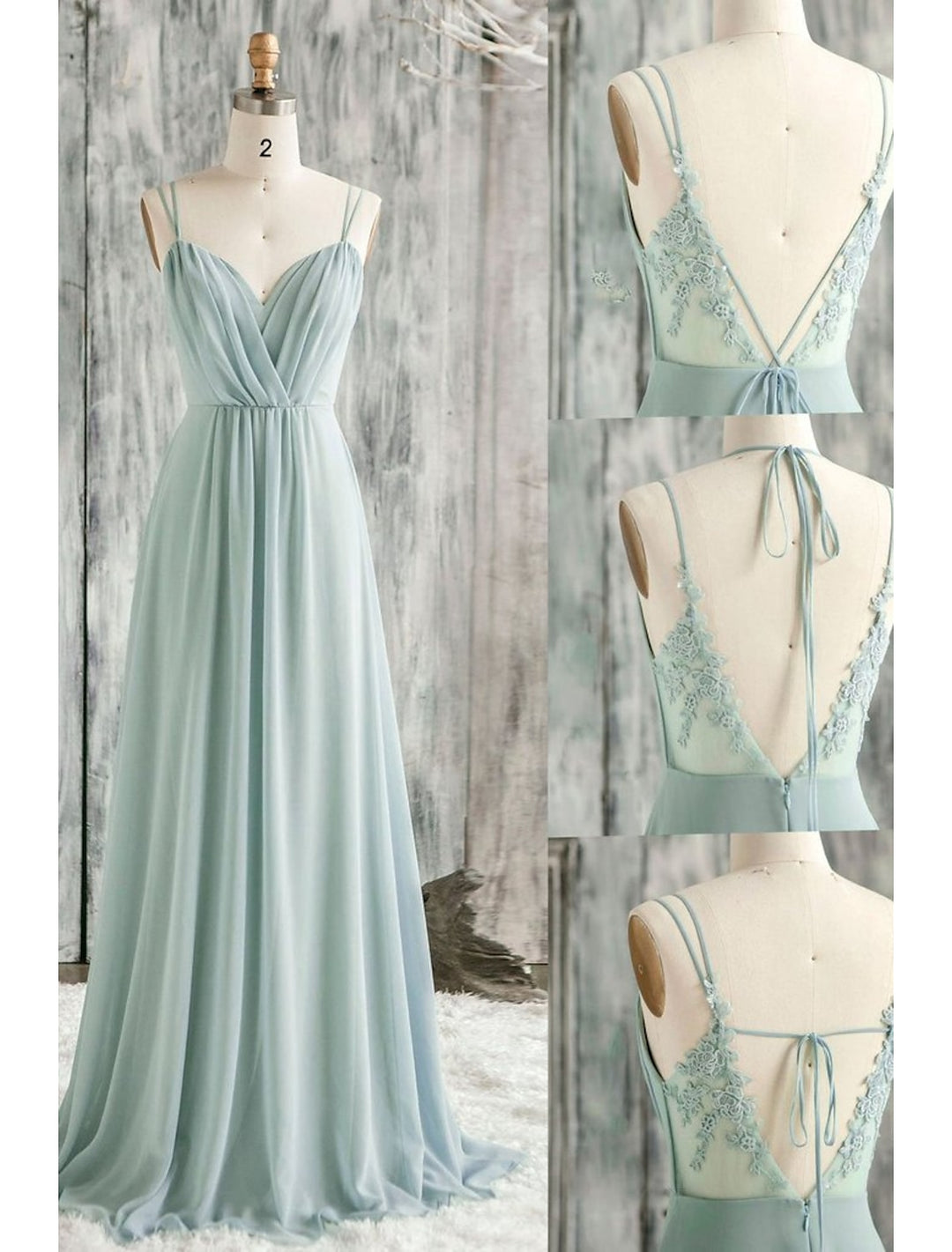 A-Line/Princess Spaghetti Straps Floor-length Long Bridesmaid Dresses ...