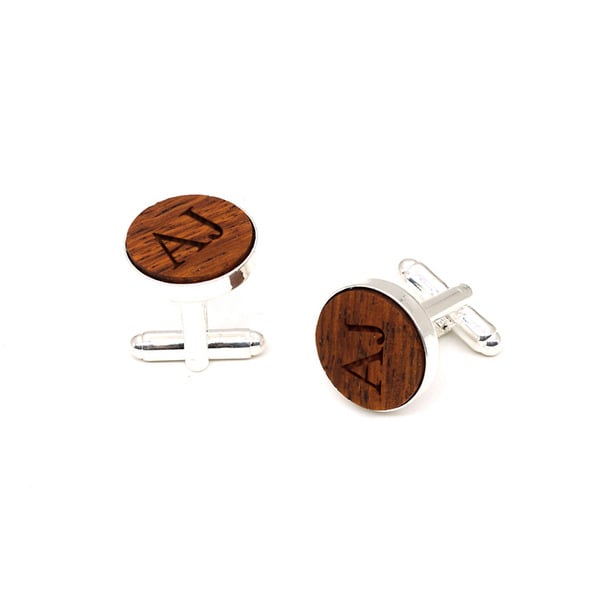 Personalized Vintage Wood Copper Cufflinks