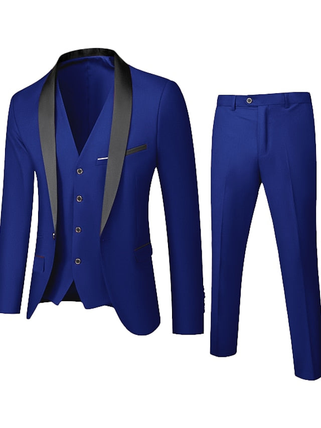 Men's Standard Fit Single Breasted One-button 3 Pieces Wedding Suits