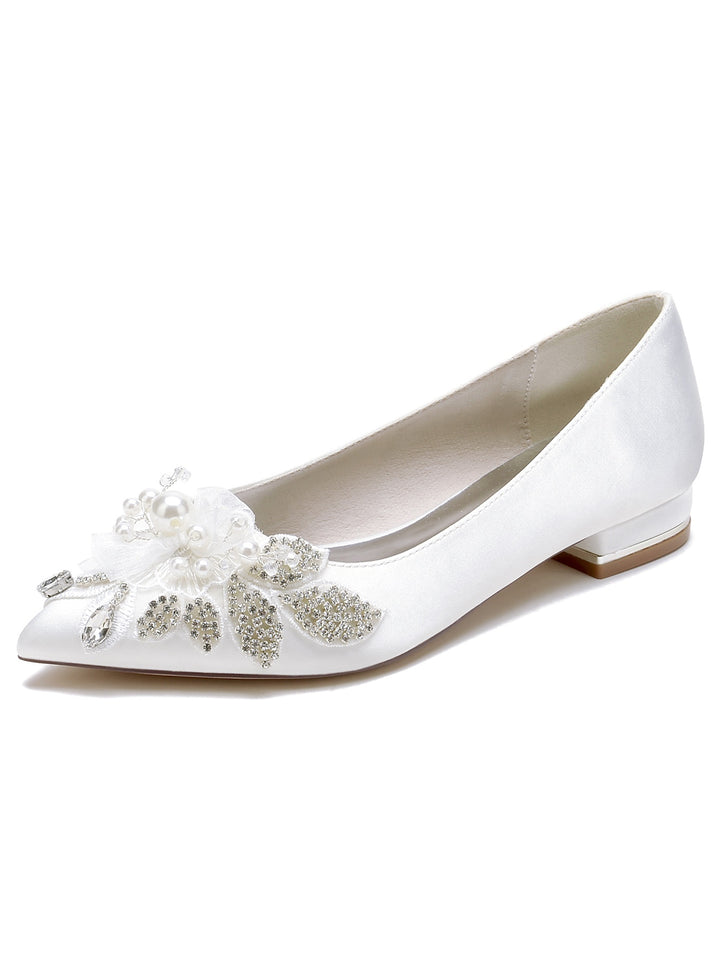 Women's Rhinestone Flat Heel Open Toe Bridal Shoes