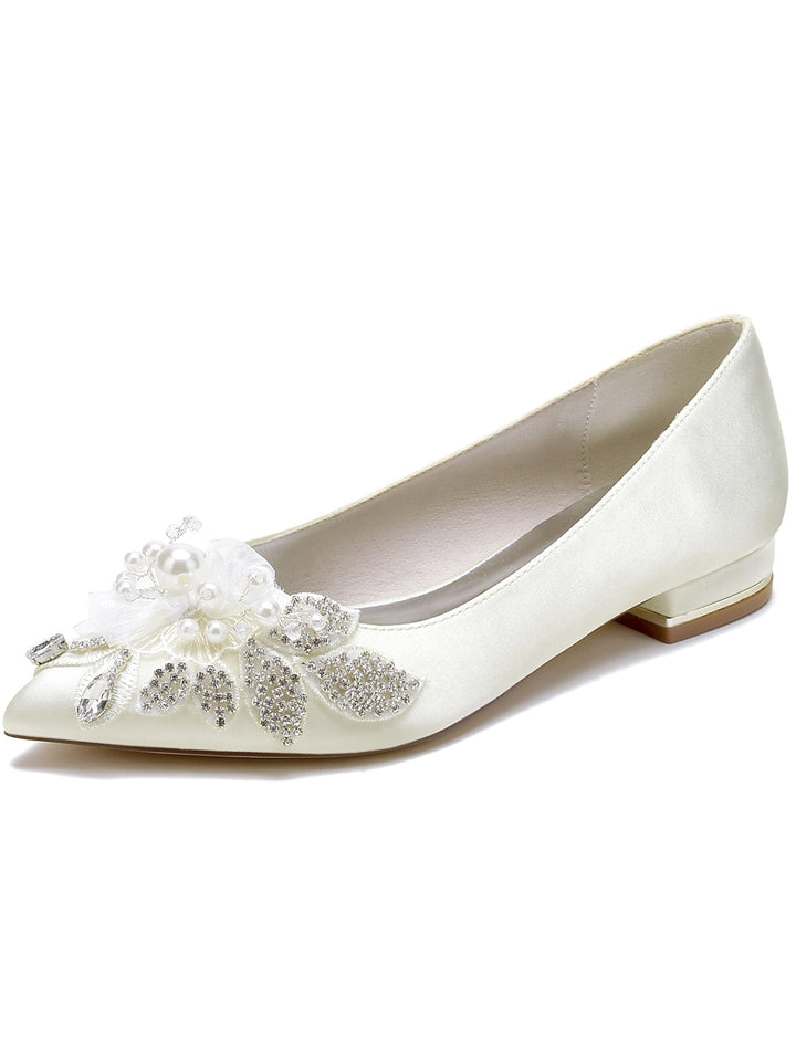 Women's Rhinestone Flat Heel Open Toe Bridal Shoes