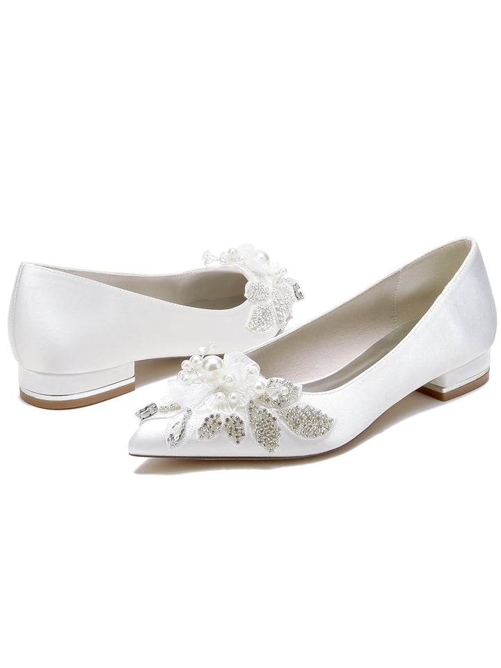 Women's Rhinestone Flat Heel Open Toe Bridal Shoes