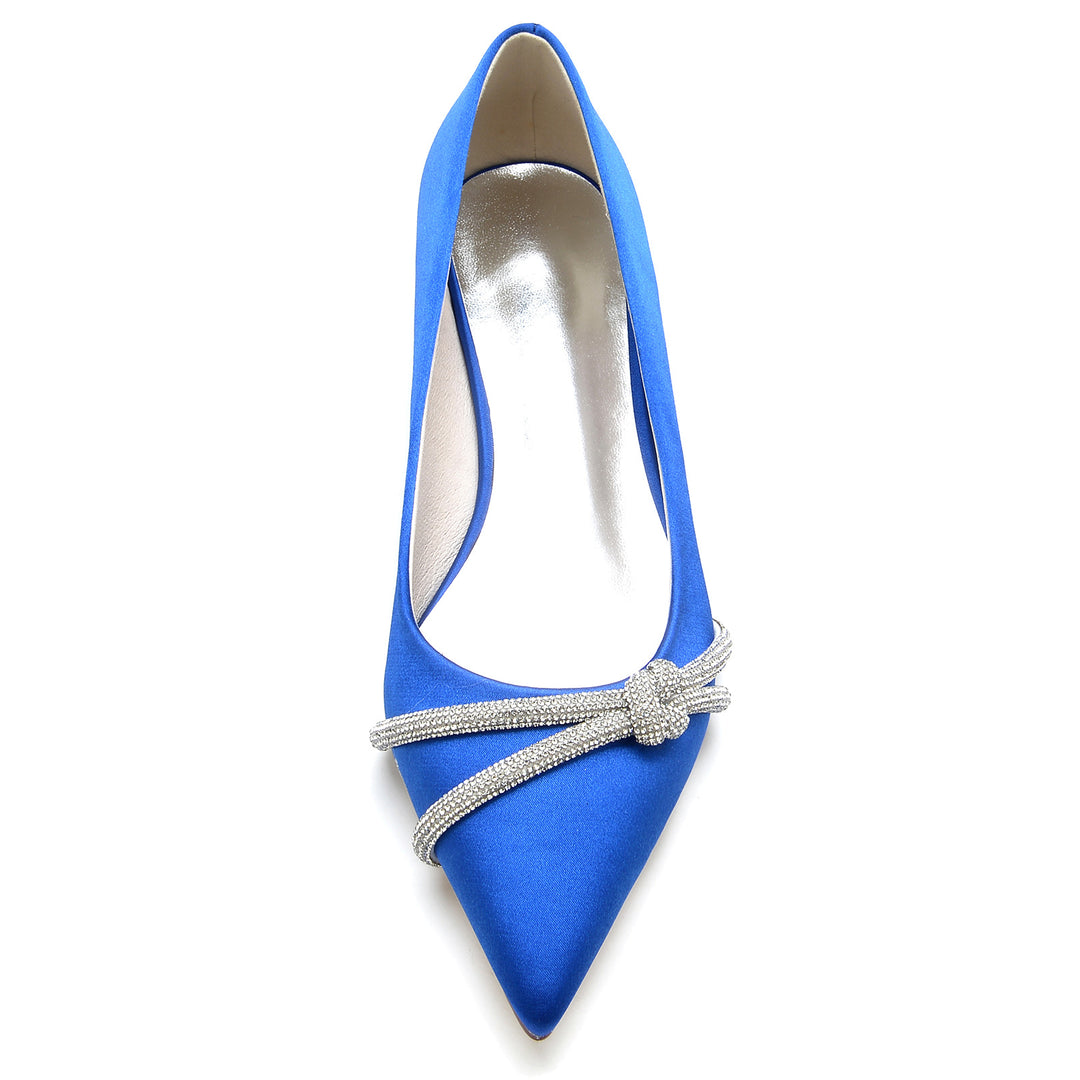 Women's Wedding Shoes Minimalism Knot Pointed Toe Low Heel Bridal Shoes