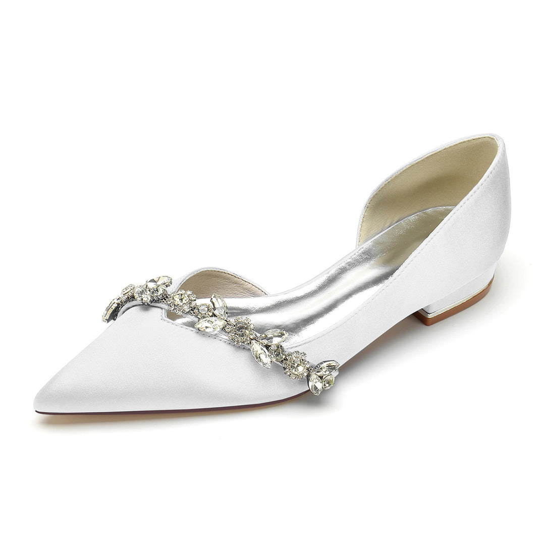 Women's Wedding Shoes Rhinestone Low Heel Pointed Toe Minimalism Bridal Shoes