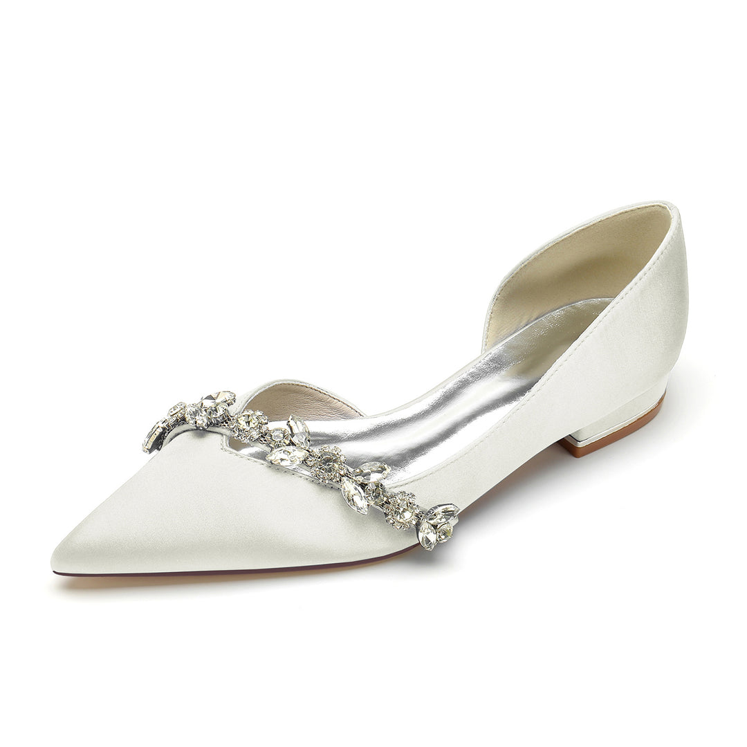 Women's Wedding Shoes Rhinestone Low Heel Pointed Toe Minimalism Bridal Shoes