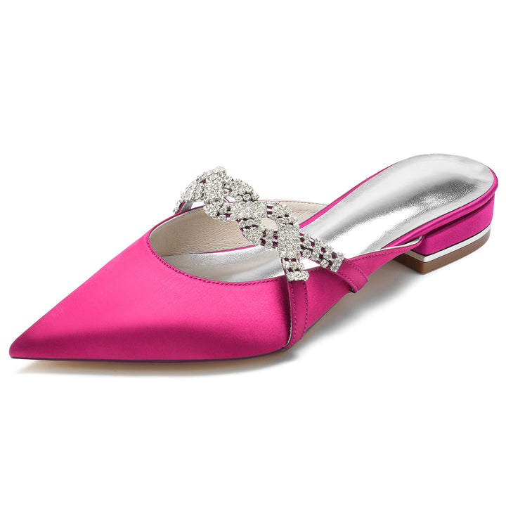 Women's Wedding Shoes Twisted Sparkling Crystal Low Pointed Toe Bridal Shoes