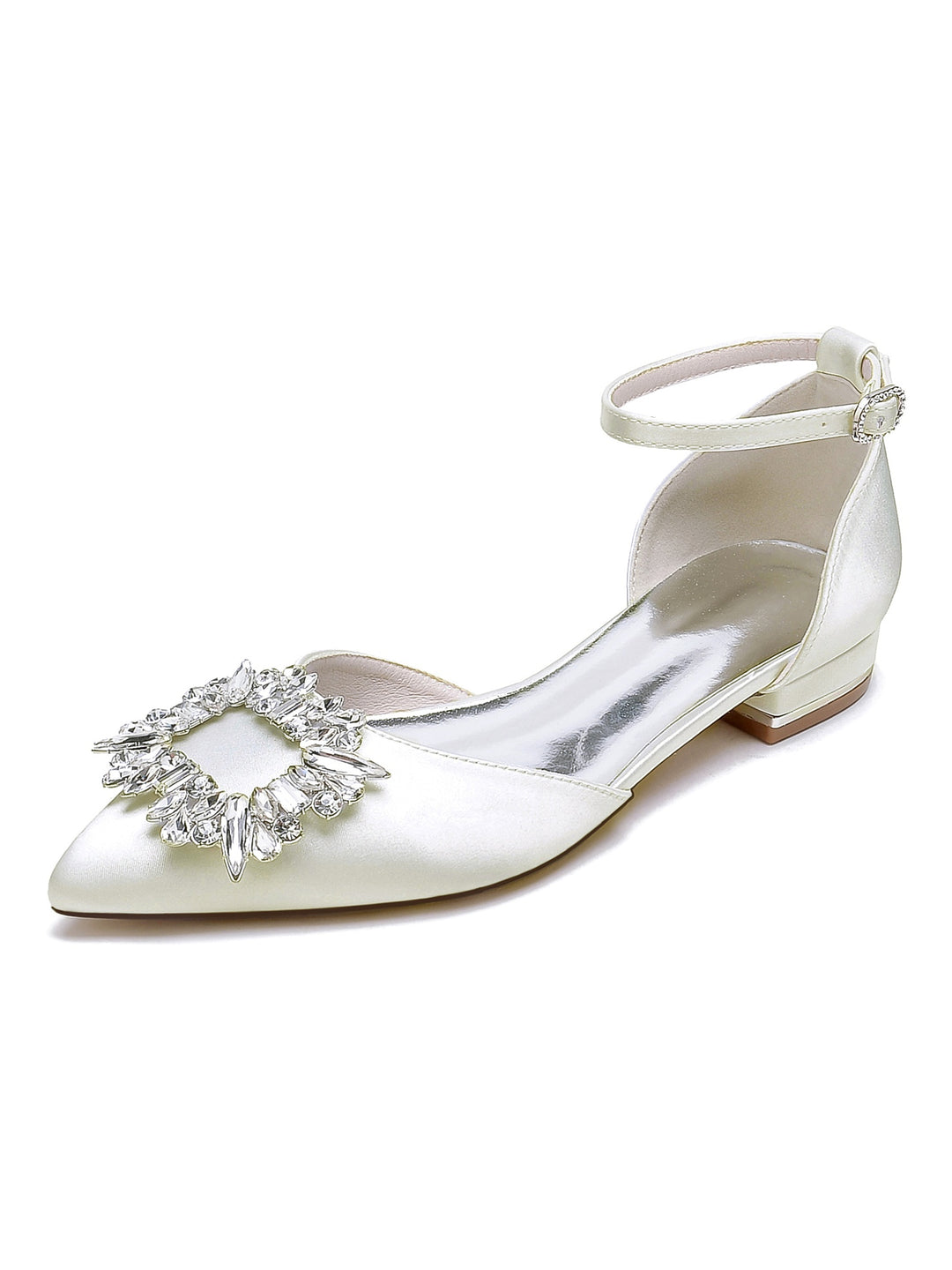 Women's Wedding Shoes Rhinestone Low Heel Pointed Toe Bridesmaid Shoes