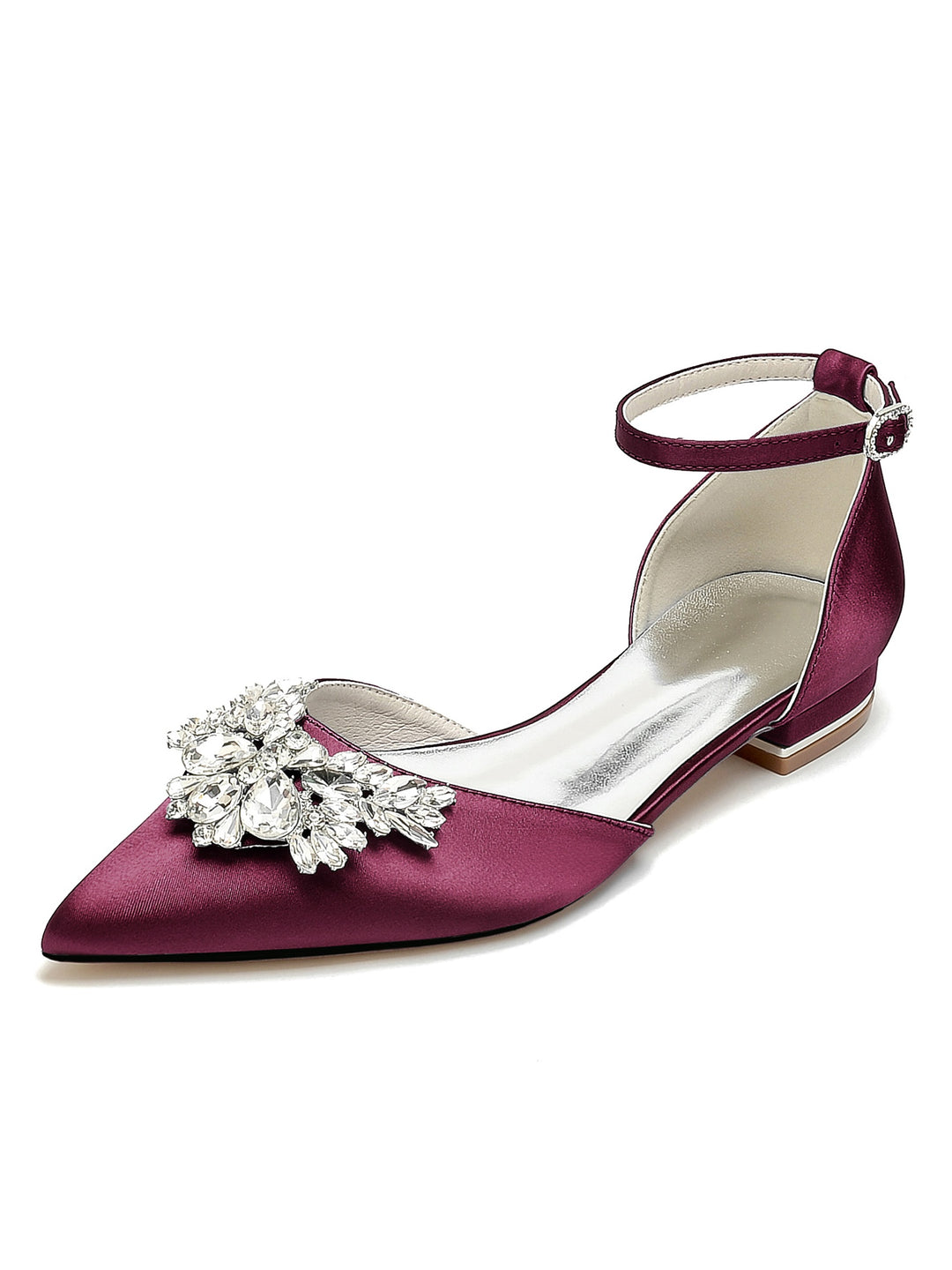 Women's Wedding Shoes Rhinestone Low Heel Pointed Toe Bridesmaid Shoes