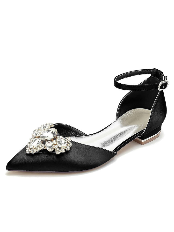 Women's Wedding Shoes Rhinestone Low Heel Pointed Toe Bridesmaid Shoes