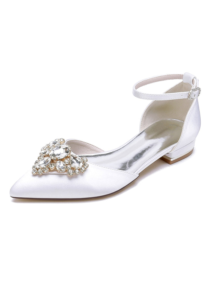 Women's Wedding Shoes Rhinestone Low Heel Pointed Toe Bridesmaid Shoes