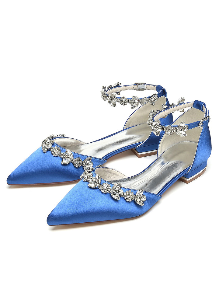 Women's Rhinestone Low Heel Pointed Toe Bridesmaid Shoes