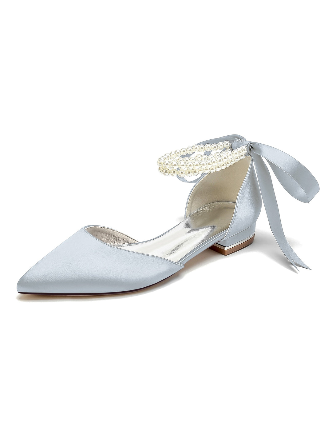 Women's Wedding Shoes Beading Pointed Toe Low Heel Bridesmaid Shoes