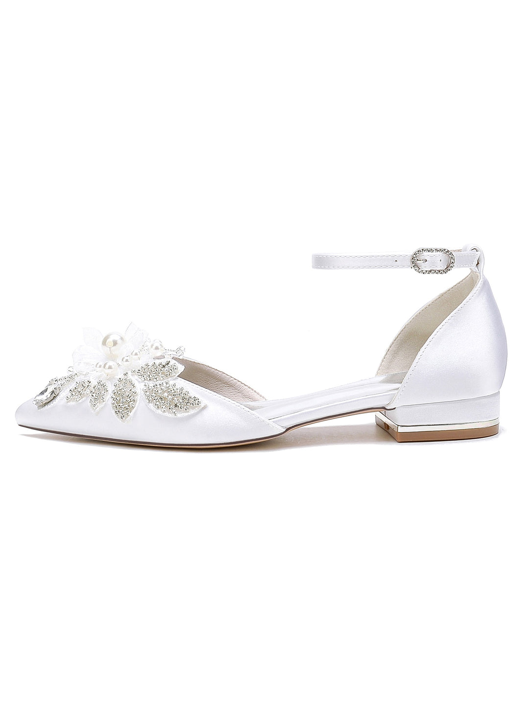 Women's Wedding Shoes Rhinestone Low Heel Open Toe Bridesmaid Shoes