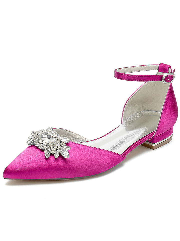 Women's  Rhinestone Low Heel Pointed Toe Bridesmaid Shoes