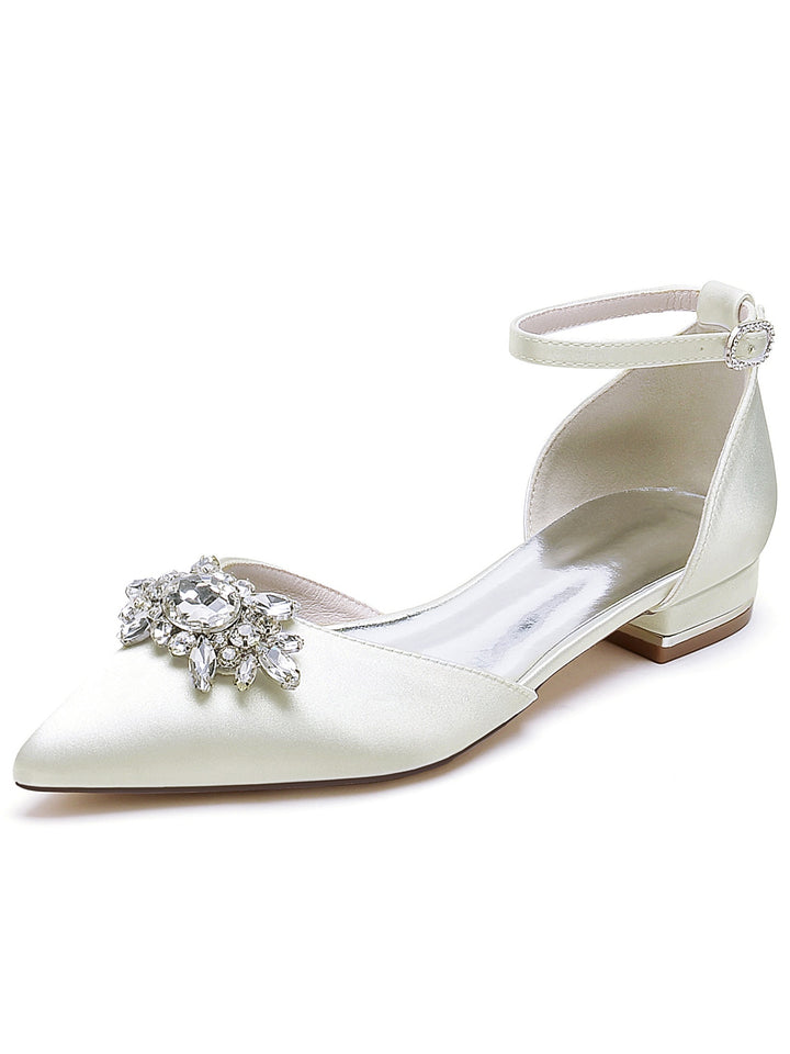 Women's  Rhinestone Low Heel Pointed Toe Bridesmaid Shoes