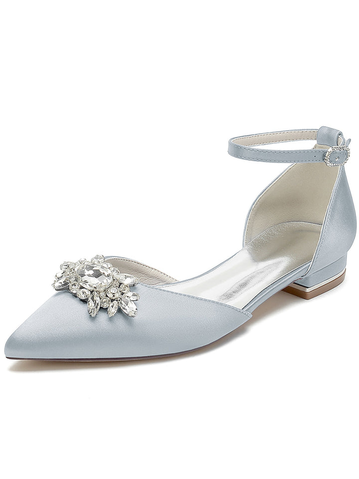 Women's  Rhinestone Low Heel Pointed Toe Bridesmaid Shoes