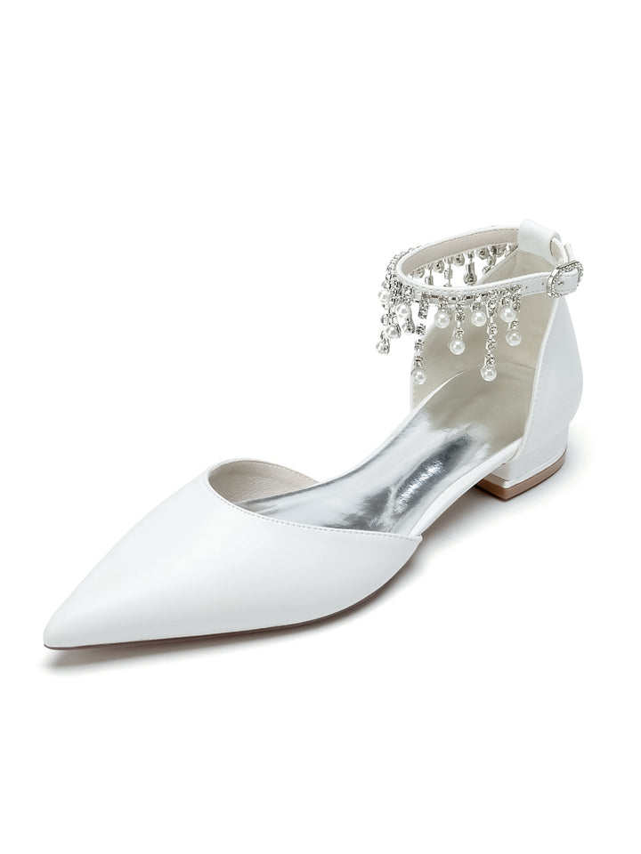 Women's Wedding Shoes Rhinestone Low Heel Pointed Toe Bridesmaid Shoes