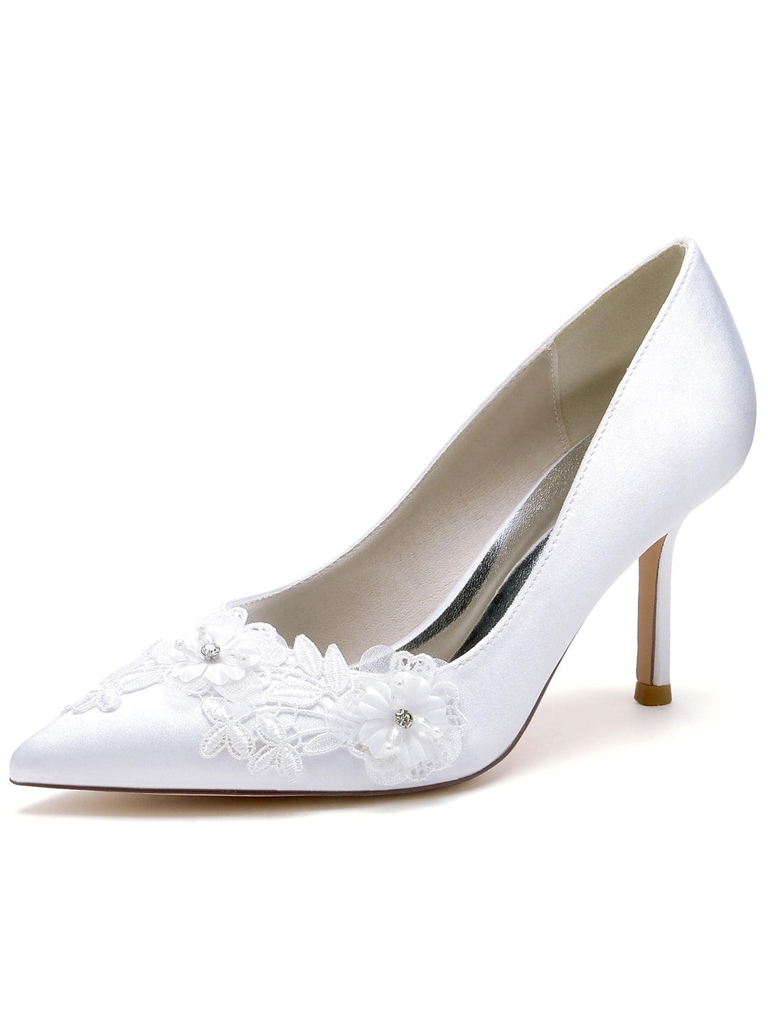 Women's Lace Stiletto Heel Pointed Toe Bridal Shoes