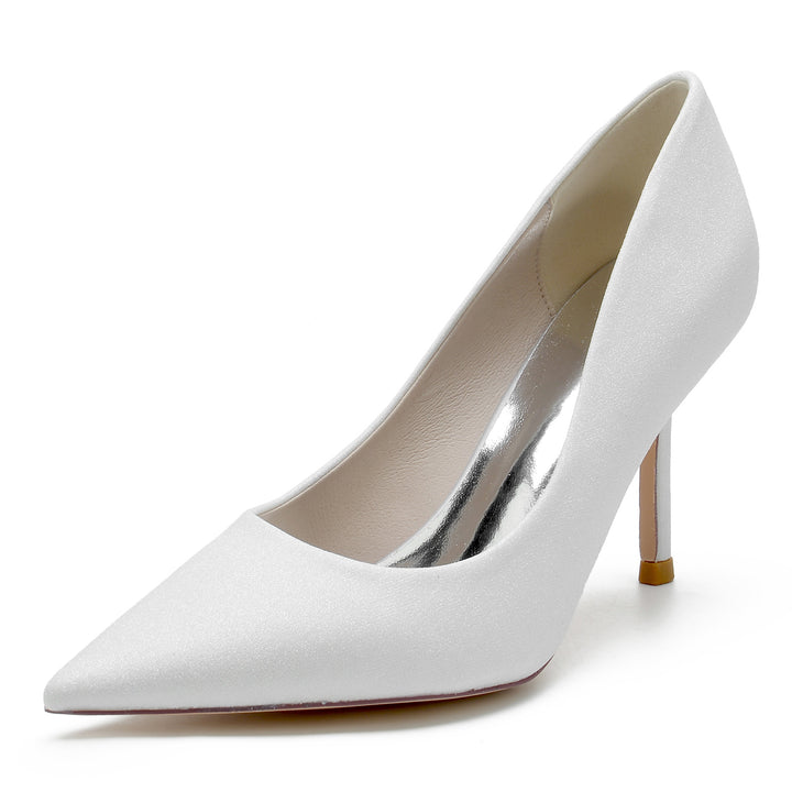 Women's Wedding Shoe Stiletto Heel Glitter Pointed Toe Minimalist Bridal Shoes